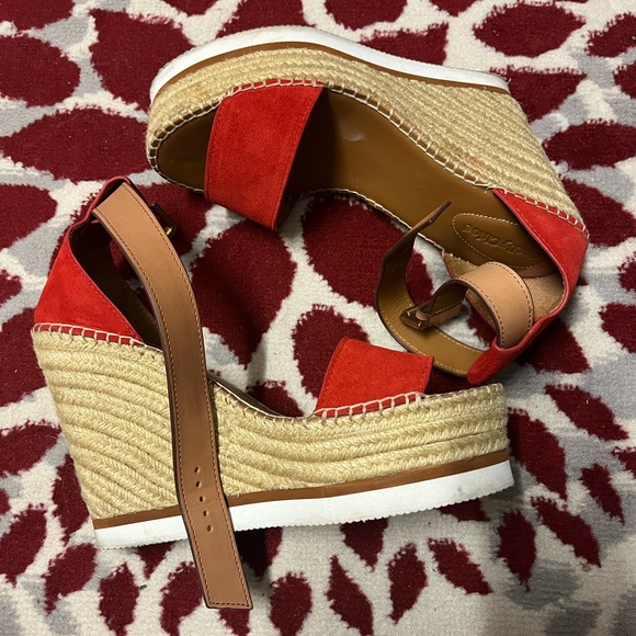 See by Chloe Red Glyn Leather Espadrille - Picture 4 of 7